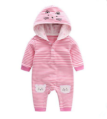 Spring New Style Hooded Infant Baby Rompers Long Sleeve With Lovely Animal Cat