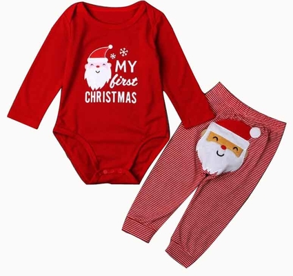 Christmas Organic Cotton Newborn Onesies Long Sleeve Baby 2 Pc Gift Set
