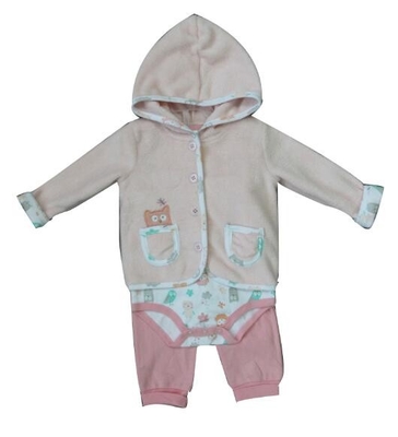 Three Piece Cute Newborn Baby Girl Clothes Boutique Long Sleeve Jacket Light Pink