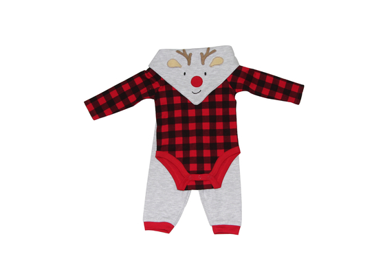 Unisex Newborn Baby Clothes Baby Boy Christmas Outfit 3 Pieces Set Red Color