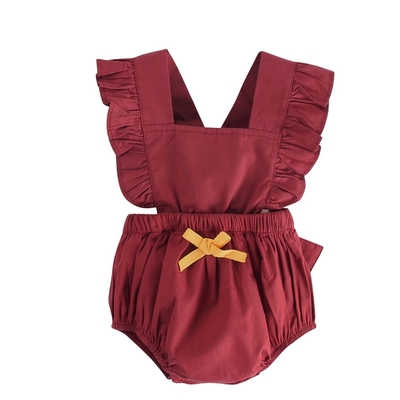 Sleeveless Unisex Baby Rompers / Solid Color Romper Baby Girl Jumpsuit